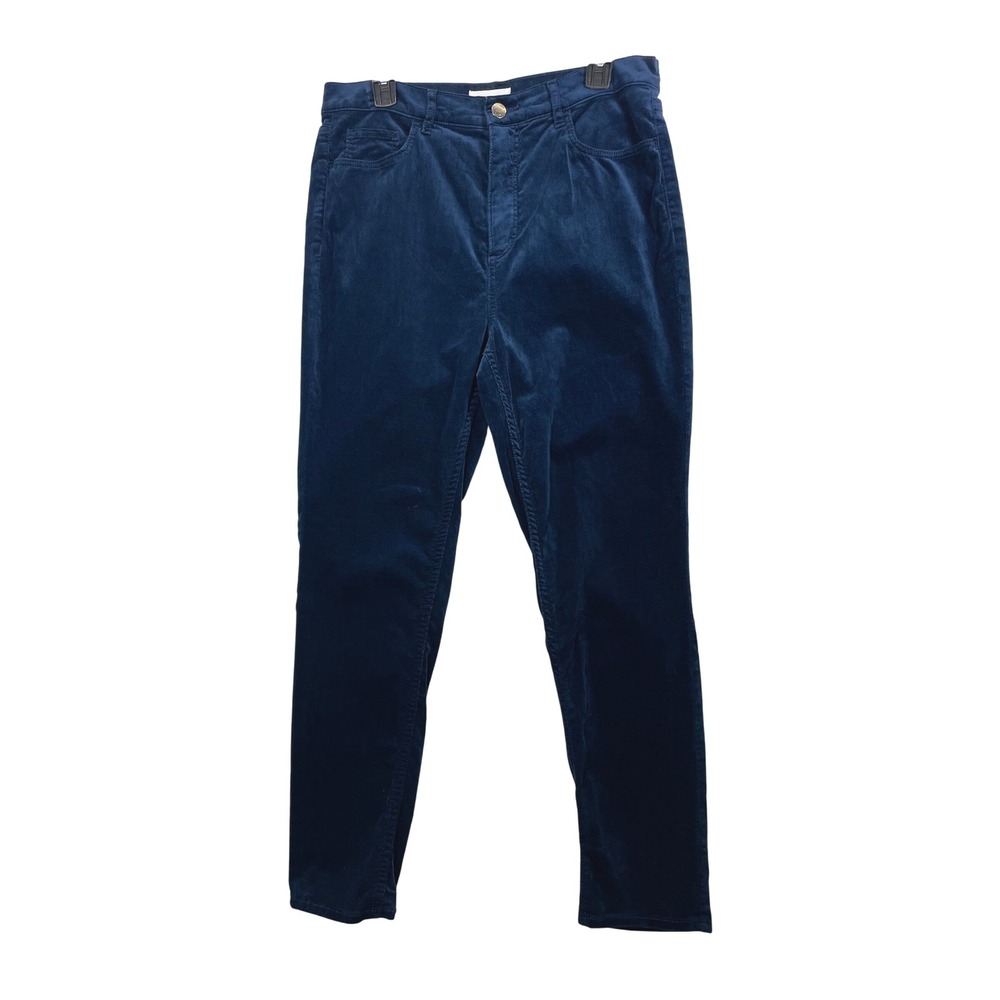 LOFT Women's Blue Corduroy Pants High‎ Rise Slim Fit Size 12 Button Zip